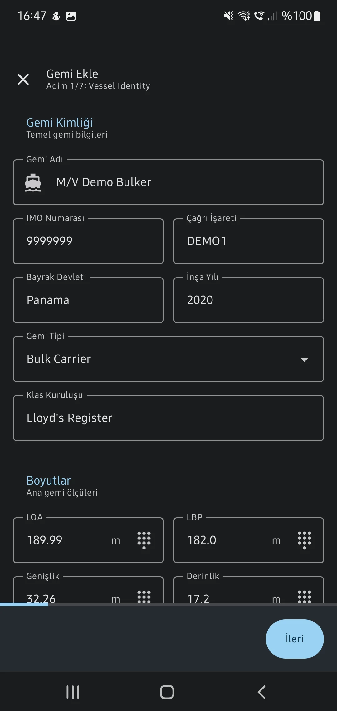 Скриншот приложения CaptainCalc - Добавить профиль судна