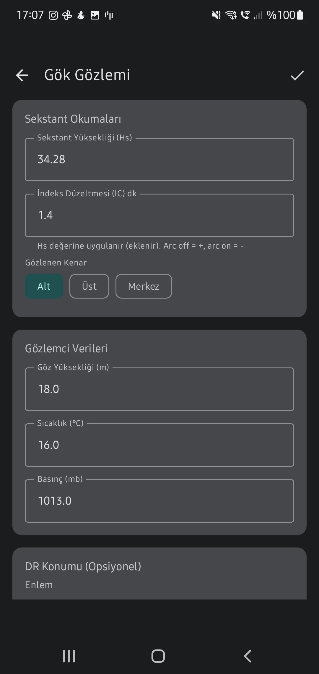 Скриншот приложения CaptainCalc - Атмосферные поправки