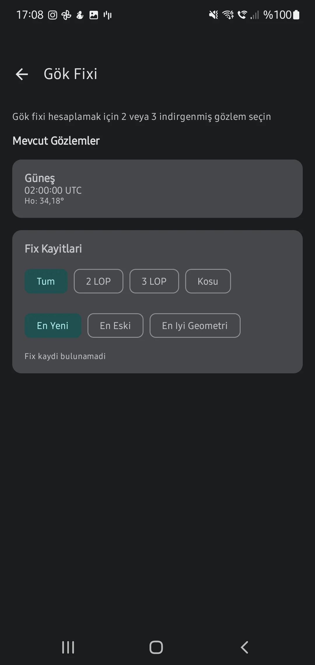 Скриншот приложения CaptainCalc - Список наблюдений