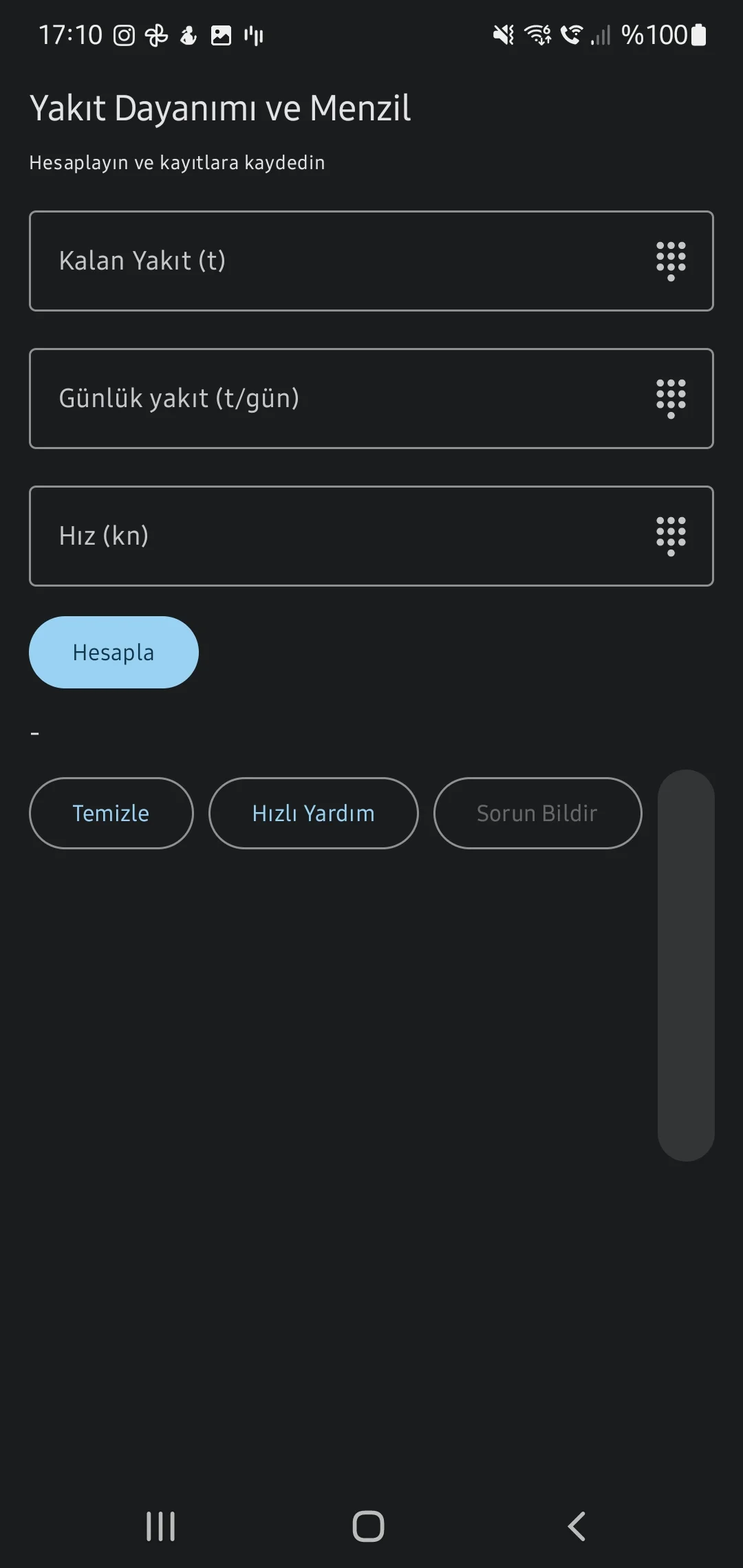 Скриншот приложения CaptainCalc - Пределы автономности по топливу
