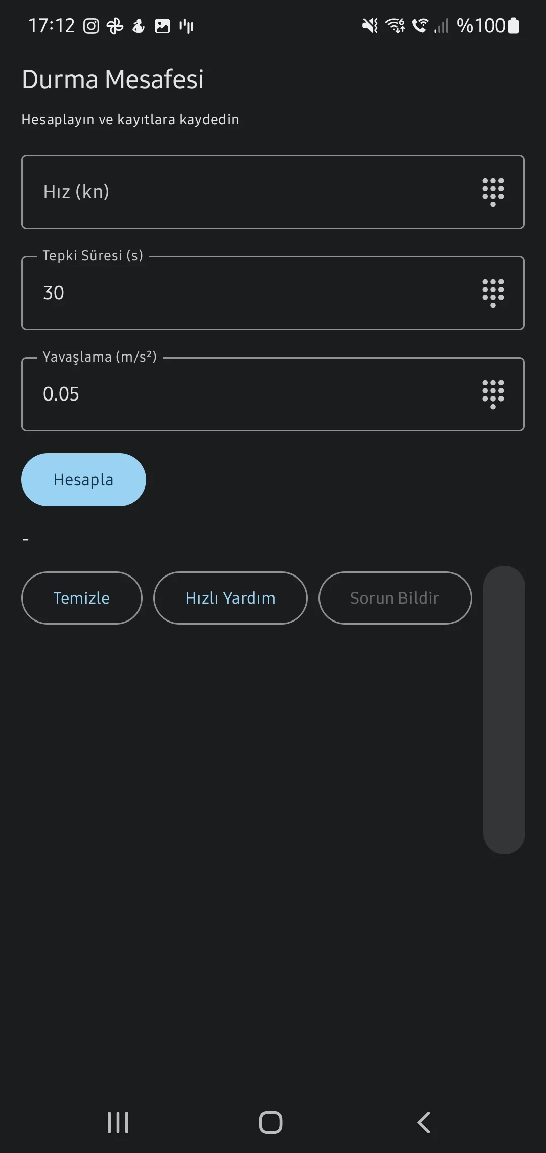 Скриншот приложения CaptainCalc - Тормозной путь (выбег)