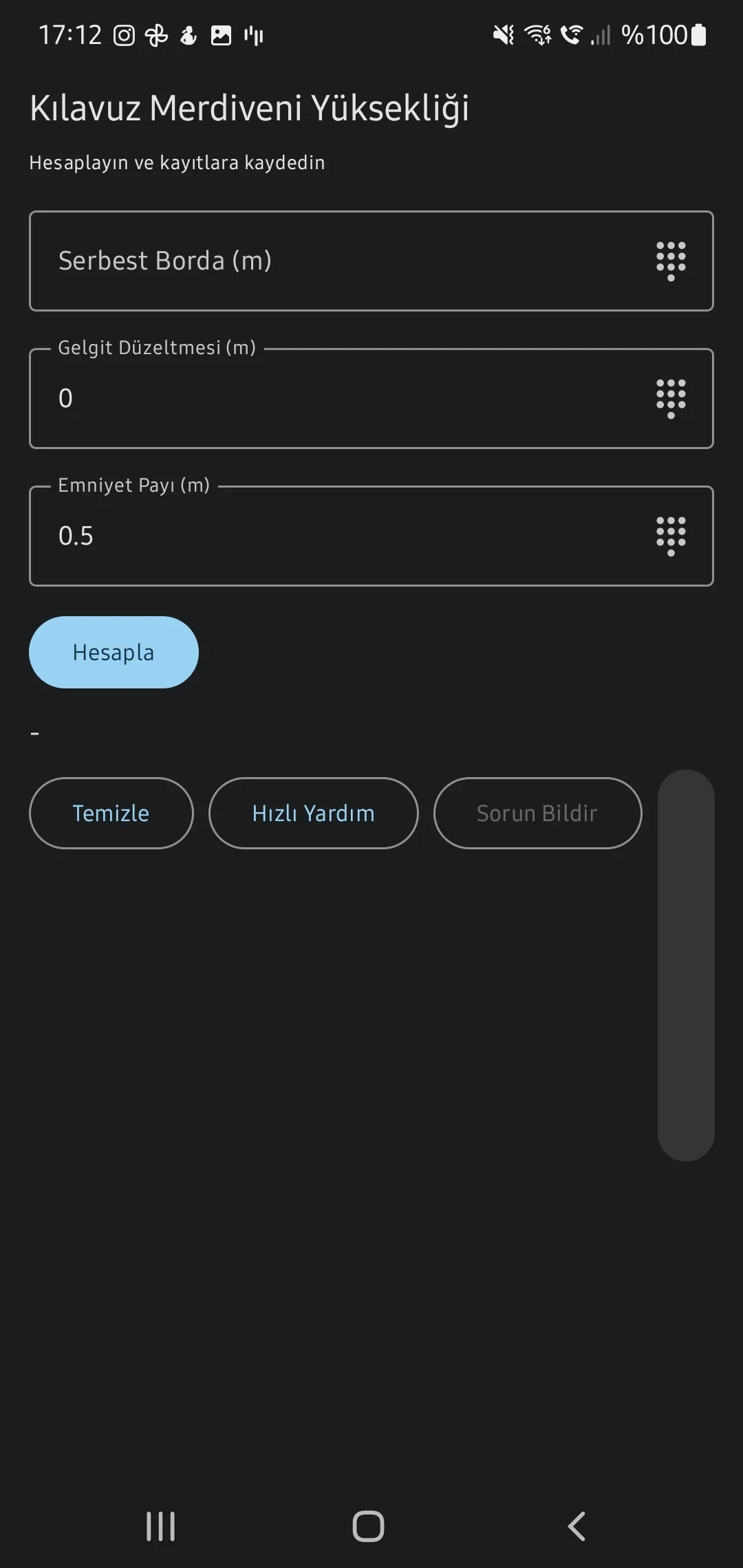 Скриншот приложения CaptainCalc - Конфигурация лоцманского трапа