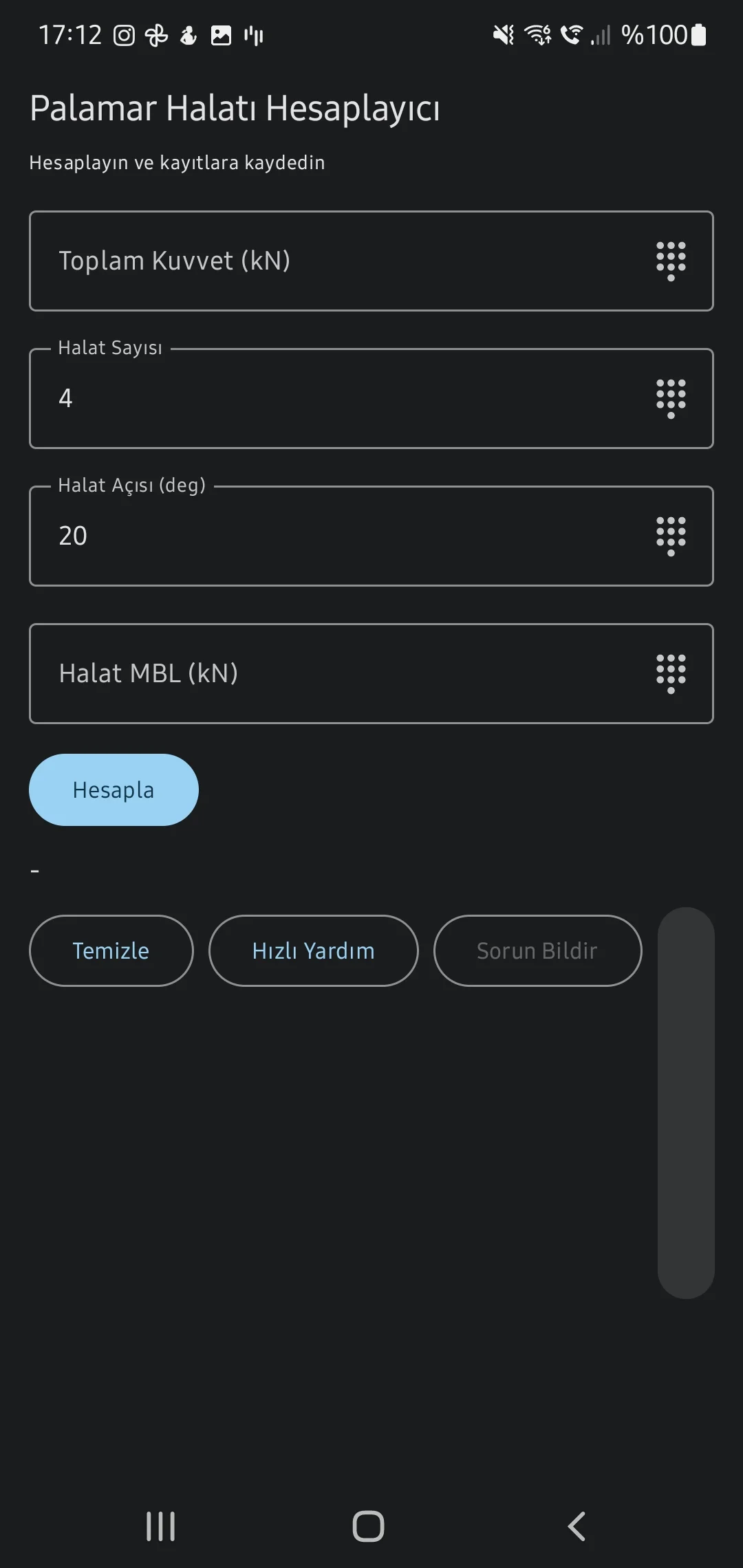 Скриншот приложения CaptainCalc - Натяжение швартовов
