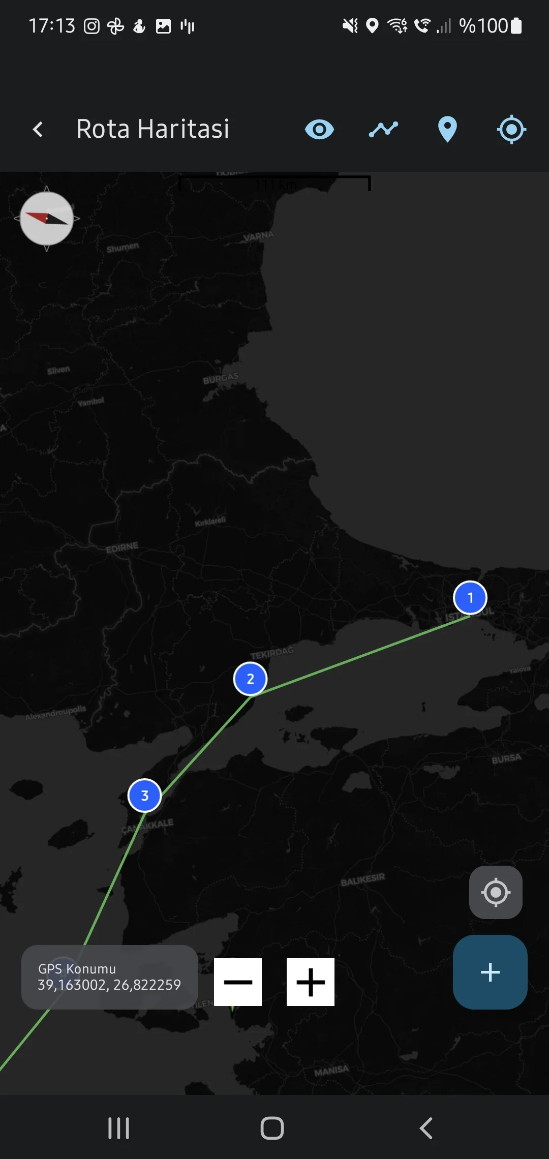 Скриншот приложения CaptainCalc - Режим навигационной карты