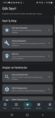 Voyage screen showing maps and routes